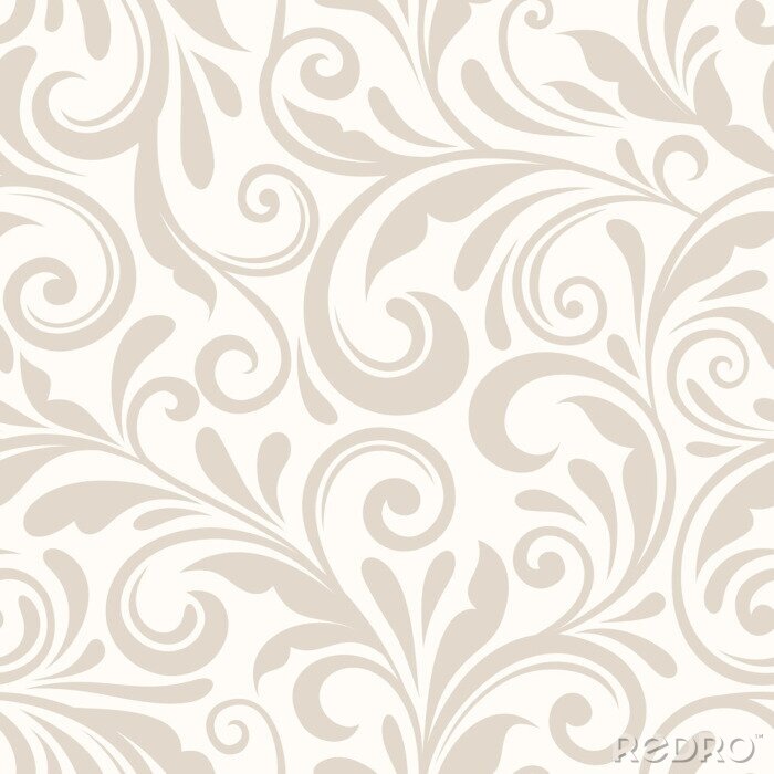 Sticker Vintage naadloze beige bloemmotief. Vector illustratie.