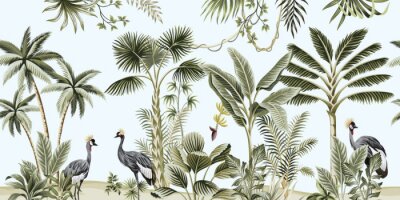 Vintage palmbomen en vogels