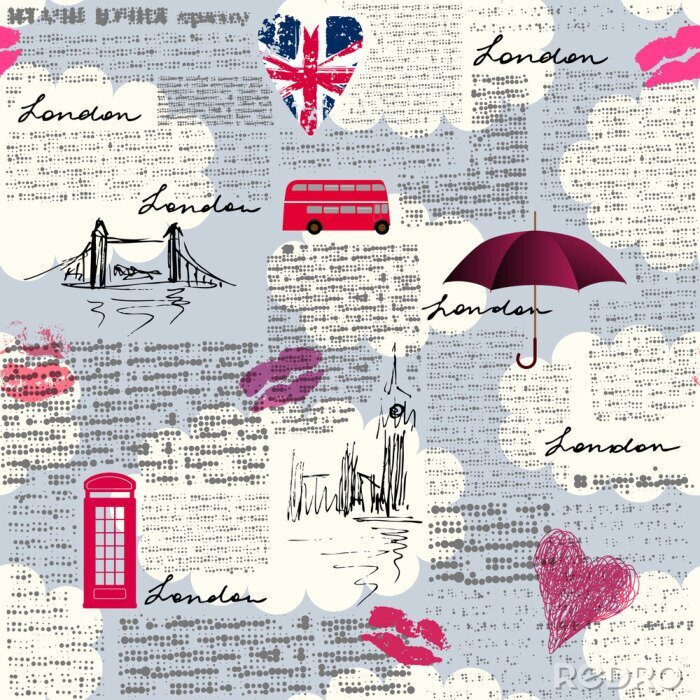 Sticker Vintage patroon Londen