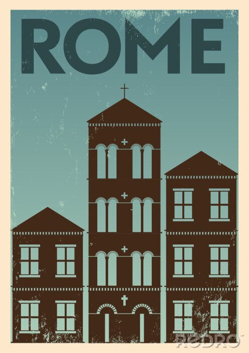 Sticker Vintage Poster Rome Stad