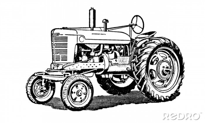 Sticker Vintage Retro Tractor landbouw machines illustratie