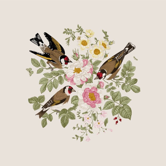 Sticker Vintage shabby chic vogels
