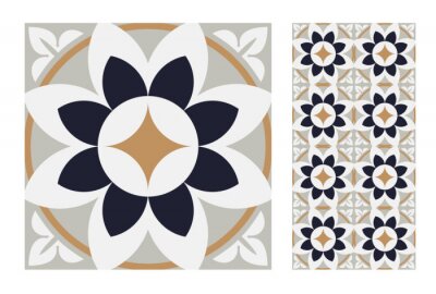 Sticker vintage tegels patronen antieke naadloze ontwerp in Vector illustratie