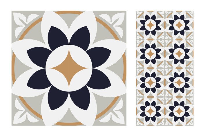 Sticker vintage tegels patronen antieke naadloze ontwerp in Vector illustratie