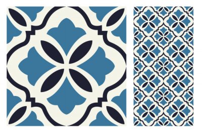 Sticker Vintage tiles patterns antique seamless design in Vector illustration