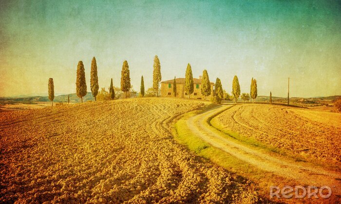 Sticker vintage Toscaanse landschap