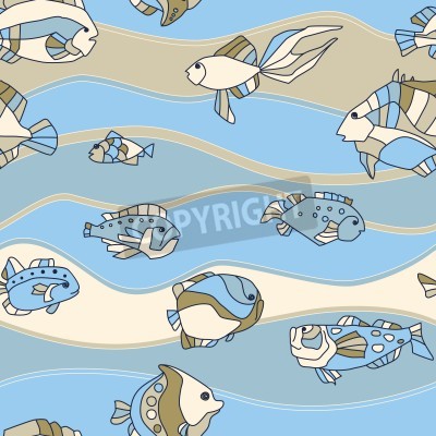 Sticker Vis van verschillende vormen moderne geometrische afbeeldingen