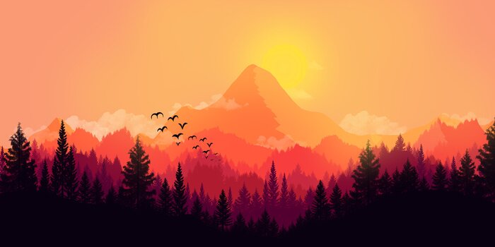 Sticker Vlakke landschap