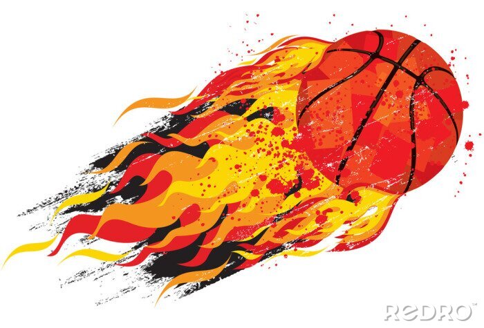 Sticker Vlammend Basketbal