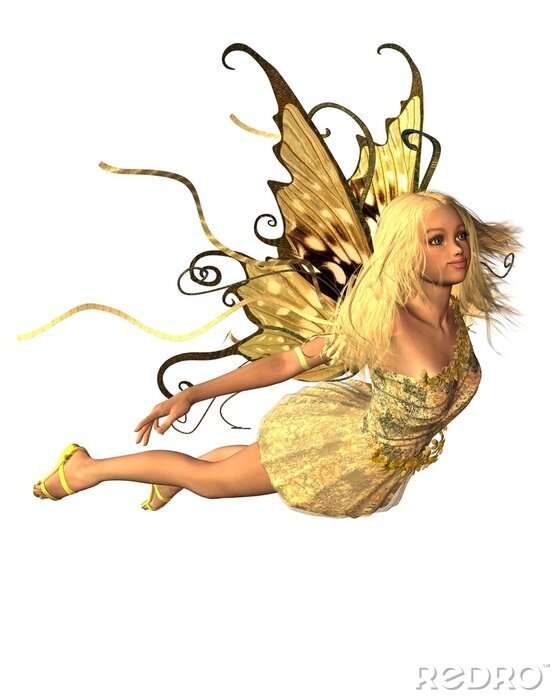 Sticker Vliegende blondefee met vlindervleugels