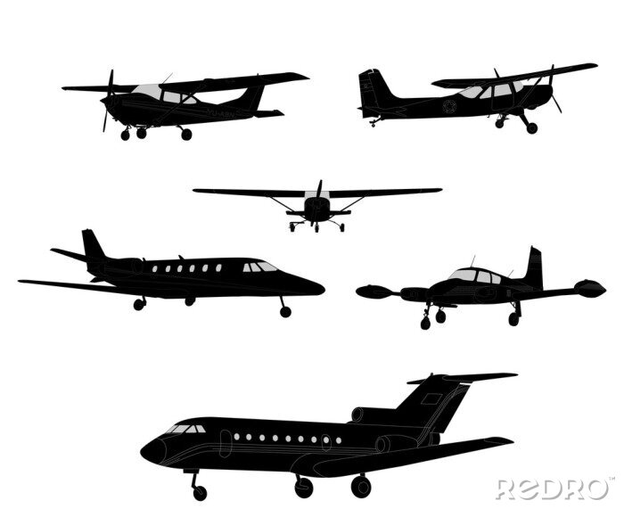 Sticker vliegtuig silhouetten - vector