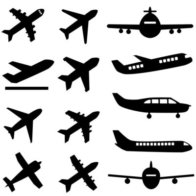 Sticker Vliegtuigen in zwart