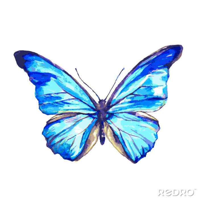 Sticker Vlinder met blauwe vleugels