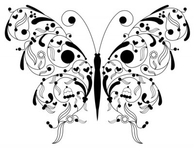 Sticker Vlinder met vleugels gemaakt van bloemen