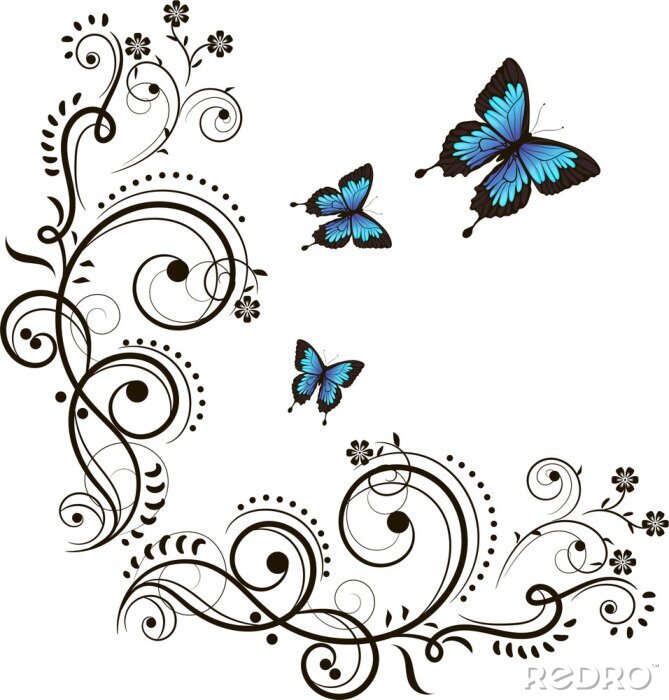 Sticker Vlinders en abstracte ornamenten