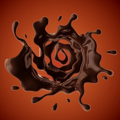Sticker Vloeibare donkere chocolade swirl stroom