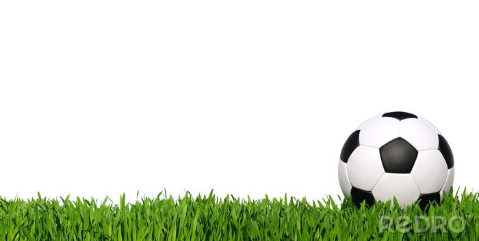 Sticker Voetbal liggend op het gras van het veld