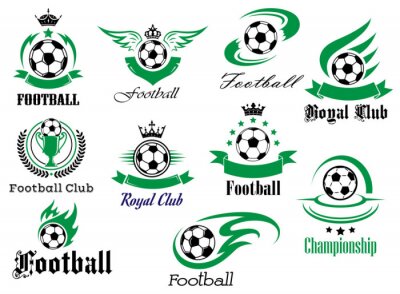 Sticker Voetbal of voetbal sport heraldische emblemen en symbolen