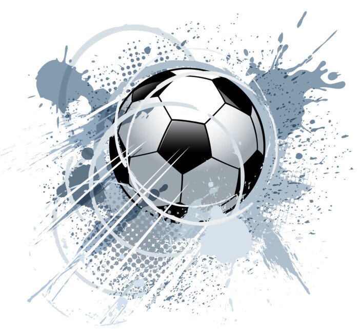 Sticker voetbal op een gekleurde achtergrond