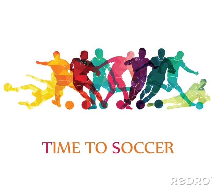 Sticker Voetbal (voetbal) kleurrijke achtergrond. Vector illustratie