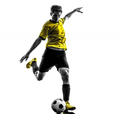 Voetbal voetballer in een gele trui