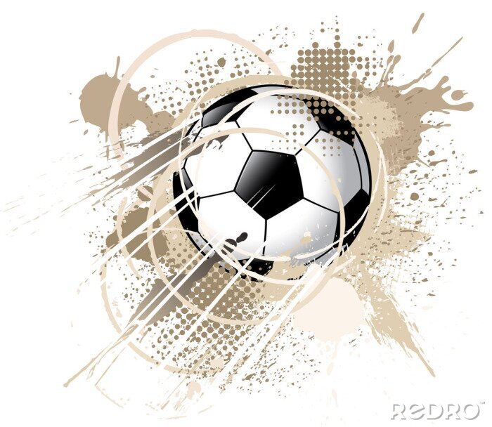 Sticker Voetbalbal en abstracte bruine achtergrond