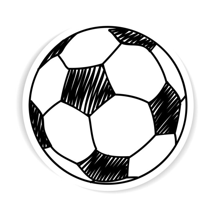 Sticker Voetbalillustratie die een handgetekende tekening imiteert