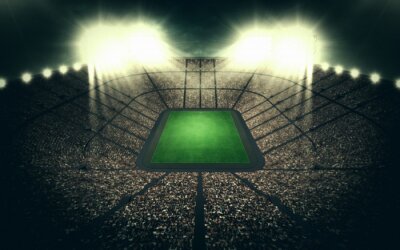 Voetbalstadion bij nacht