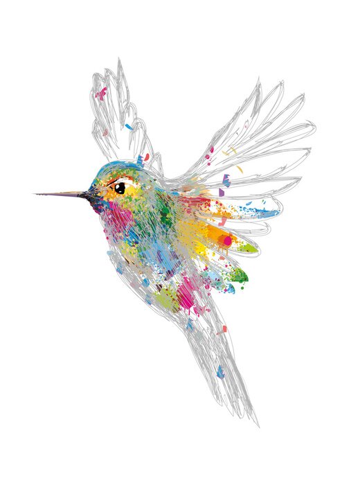 Sticker Vogel in een grafische stijl