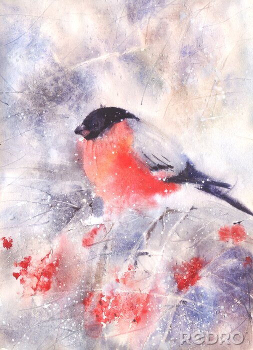 Sticker Vogel op een wazige achtergrond