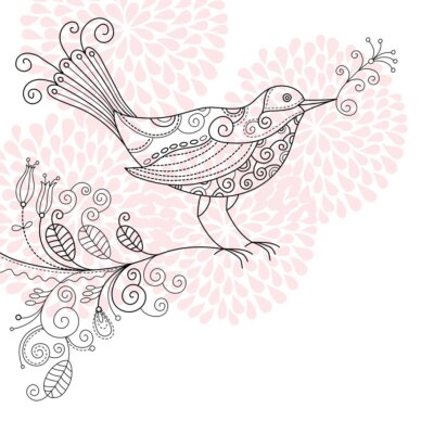 Sticker vogel shabby