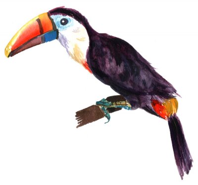 Sticker Vogel zittend op een tak