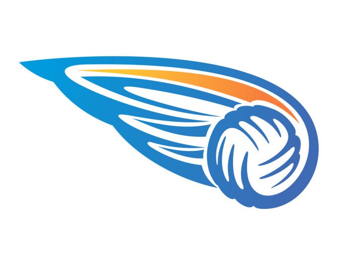 Sticker Volleybal bal met vleugels