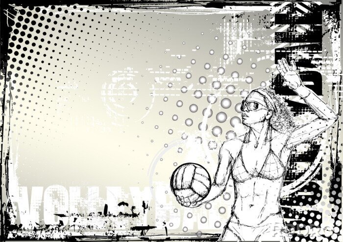 Sticker volleybal grunge achtergrond