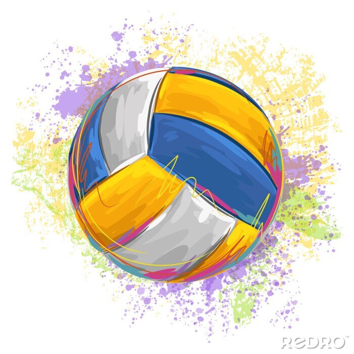 Sticker Volleyball Alle elementen zijn in verschillende lagen en gegroepeerd.