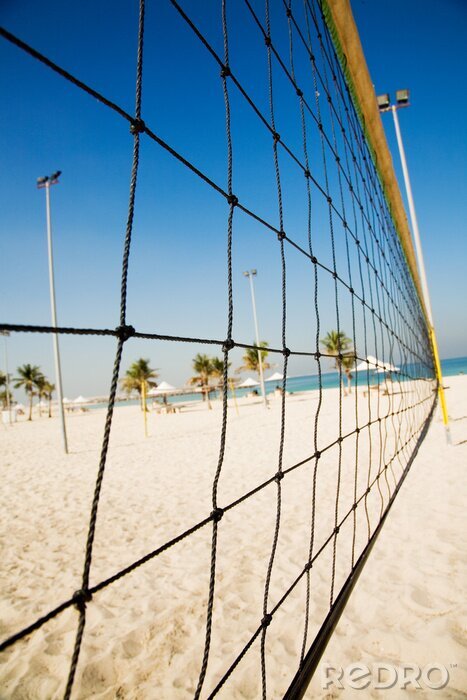 Sticker volleybalnet op het strand