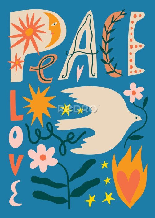 Sticker Vredesslogans en een witte duif