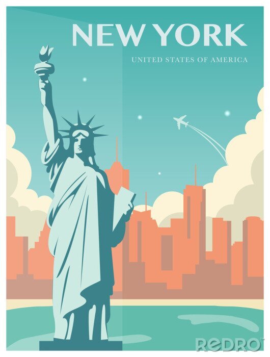 Sticker Vrijheidsbeeld. Het oriëntatiepunt van New York en symbool van Vrijheid en Democratie. Vector