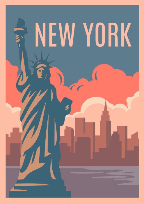 Sticker Vrijheidsbeeld in de VS retro