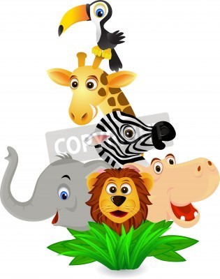 Sticker Vrolijke Afrikaanse dieren op een witte achtergrond