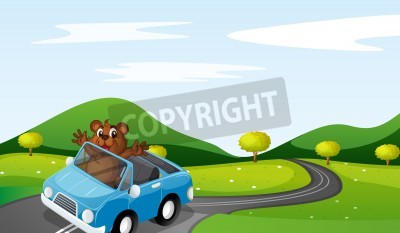 Sticker Vrolijke berenwelp op roadtrip