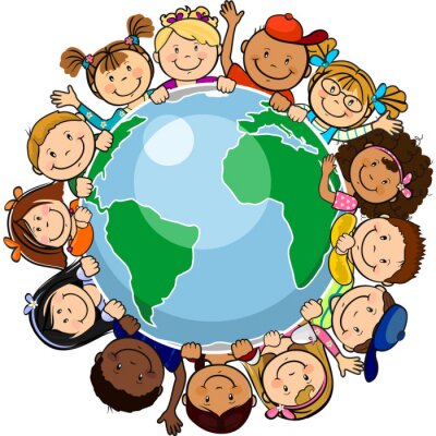 Sticker Vrolijke kinderen over de hele wereld