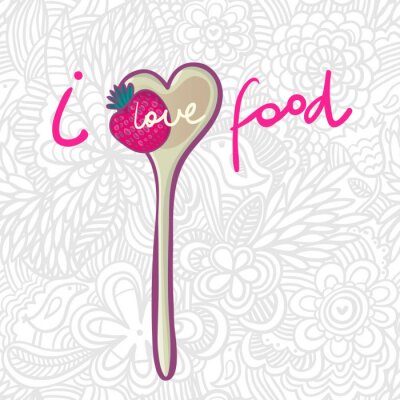 Sticker Vrolijke kleurrijke inscriptie op een floristische achtergrond