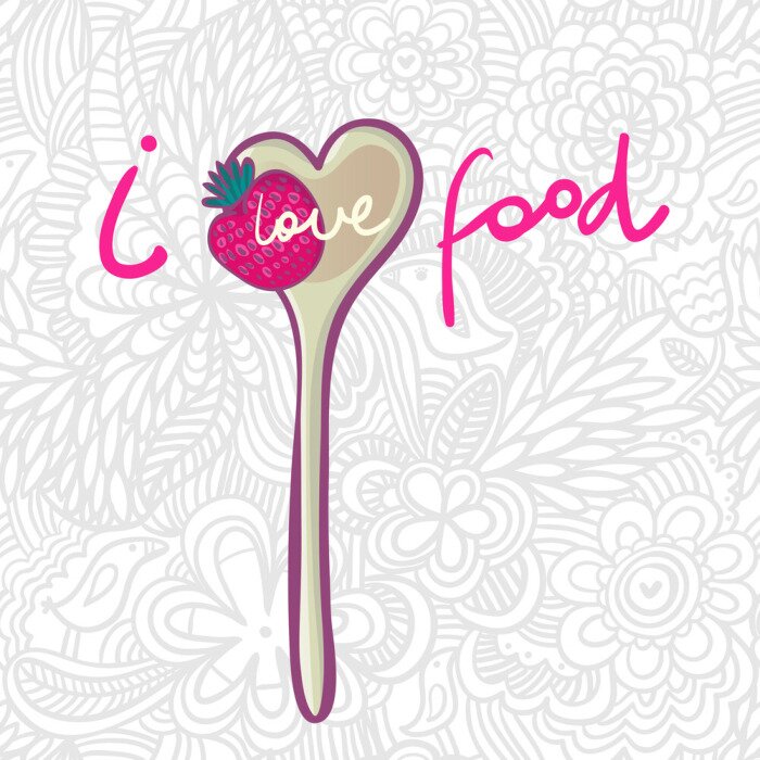 Sticker Vrolijke kleurrijke inscriptie op een floristische achtergrond