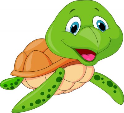 Sticker Vrolijke zeeschildpad cartoon tekenen