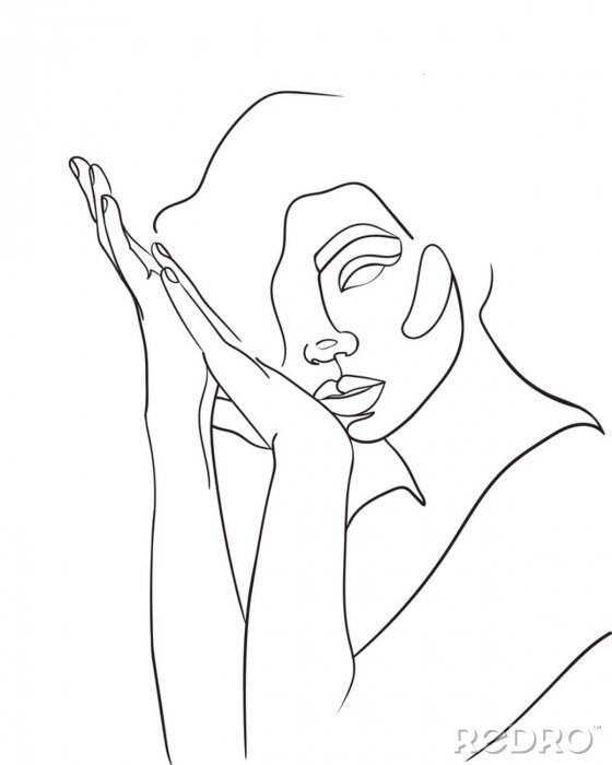 Sticker Vrouw en handen in zwart-wit