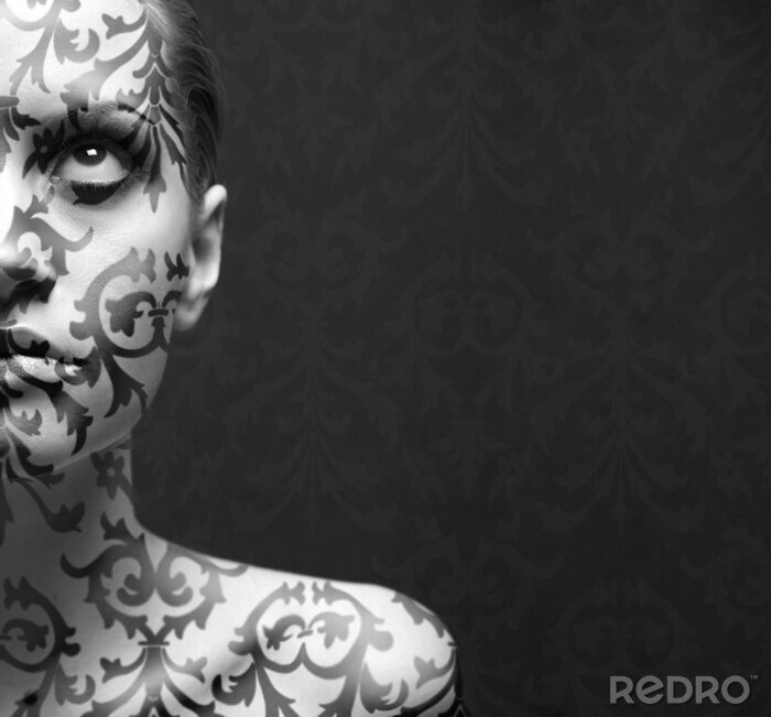 Sticker Vrouw met een patroon op haar lichaam