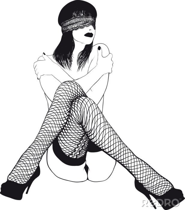 Sticker Vrouw met masker en kousen