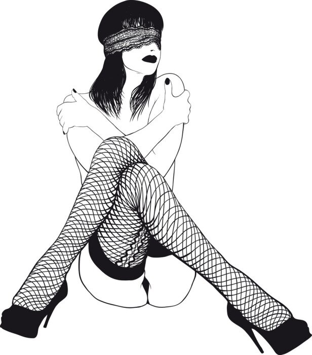 Sticker Vrouw met masker en kousen