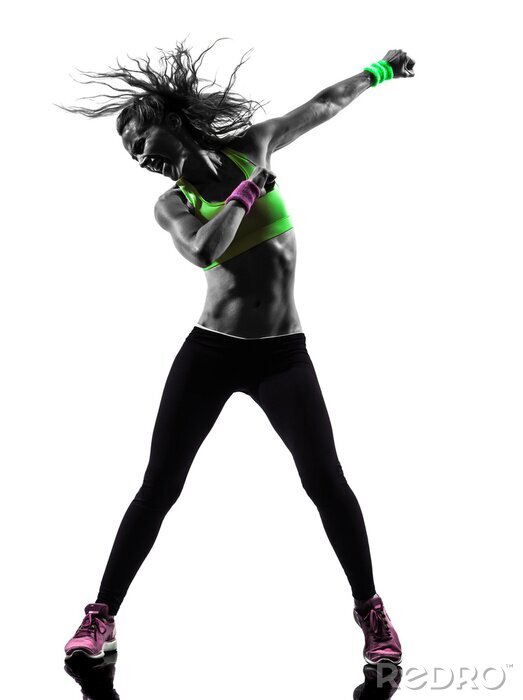 Sticker vrouw uitoefening fitness zumba dansen silhouet